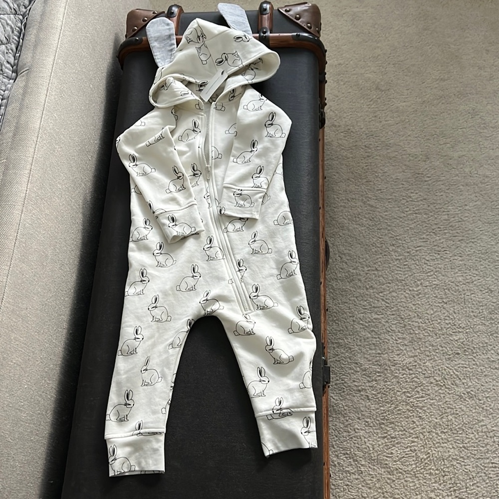 NEW Monica and Andy Bunny hoodie zipper romper